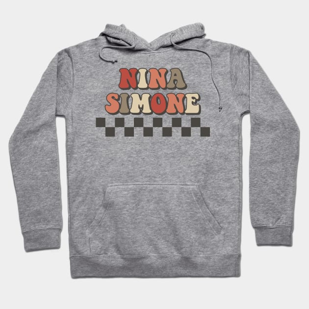 Nina Simone Checkered Retro Groovy Style Hoodie by Lucas Bearmonster